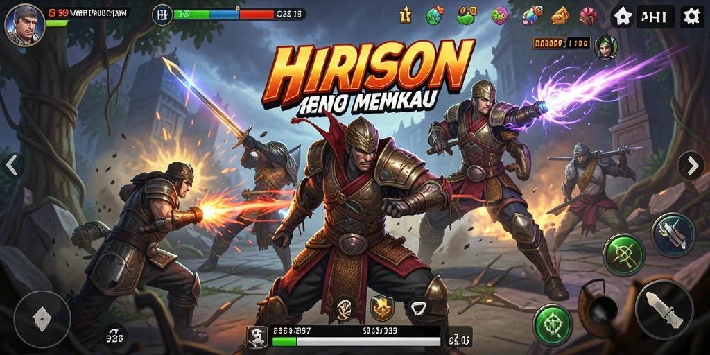 Tangkapan layar H89 menampilkan karakter sedang bertarung di arena yang dramatis.