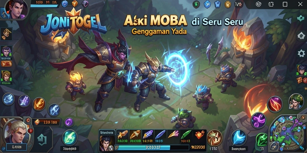Tampilan aksi seru di arena MOBA JONITOGEL.