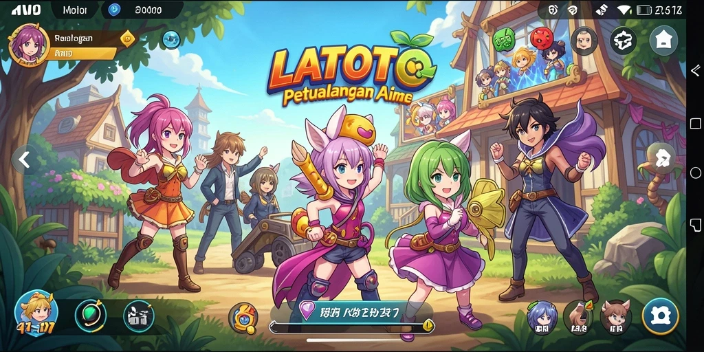 Screenshot utama LATOTO menampilkan karakter Anime dalam pertarungan yang seru.